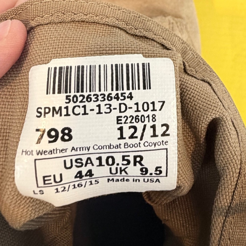 Belleville Tactical Research TR106 Coyote Combat Boots Men's 10.5R Vibram USA - Picture 7 of 9